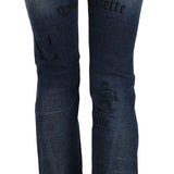 John Galliano Blue Newspaper Print Low Waist Skinny Denim Pants