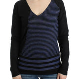 Costume National Black striped V-neck sweater