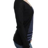 Costume National Black striped V-neck sweater