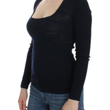 Ermanno Scervino Blue Knitted Wool Stretch Sweater Top