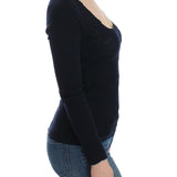 Ermanno Scervino Blue Knitted Wool Stretch Sweater Top