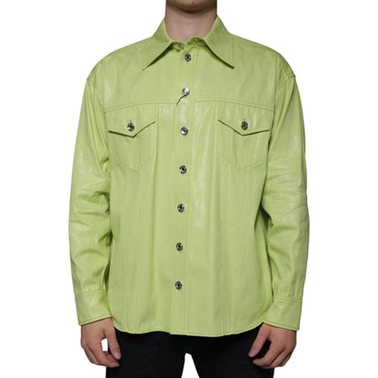 Dolce & Gabbana Green Cotton Collared Men Button Down Shirt