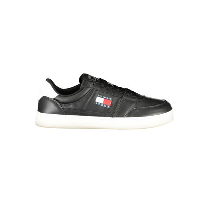 Tommy Hilfiger Black Leather Men Sneakers