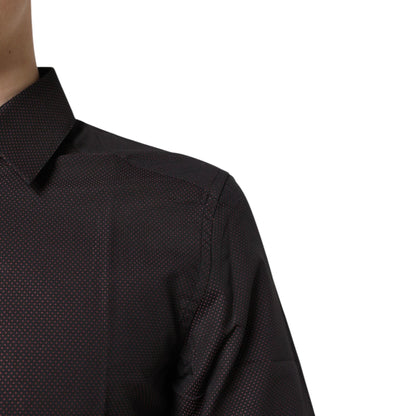 Dolce & Gabbana Maroon Jacquard Cotton GOLD Men Dress Shirt