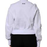 MSGM White Graphic Print Cotton Long Sleeves Full Zip Bomber Jacket