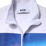 MSGM White Graphic Print Cotton Long Sleeves Full Zip Bomber Jacket