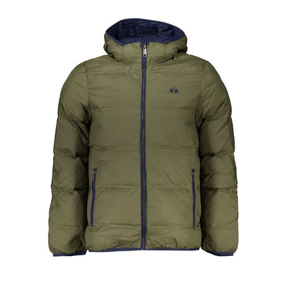 La Martina Elegant Green Hooded Jacket with Contrast Details