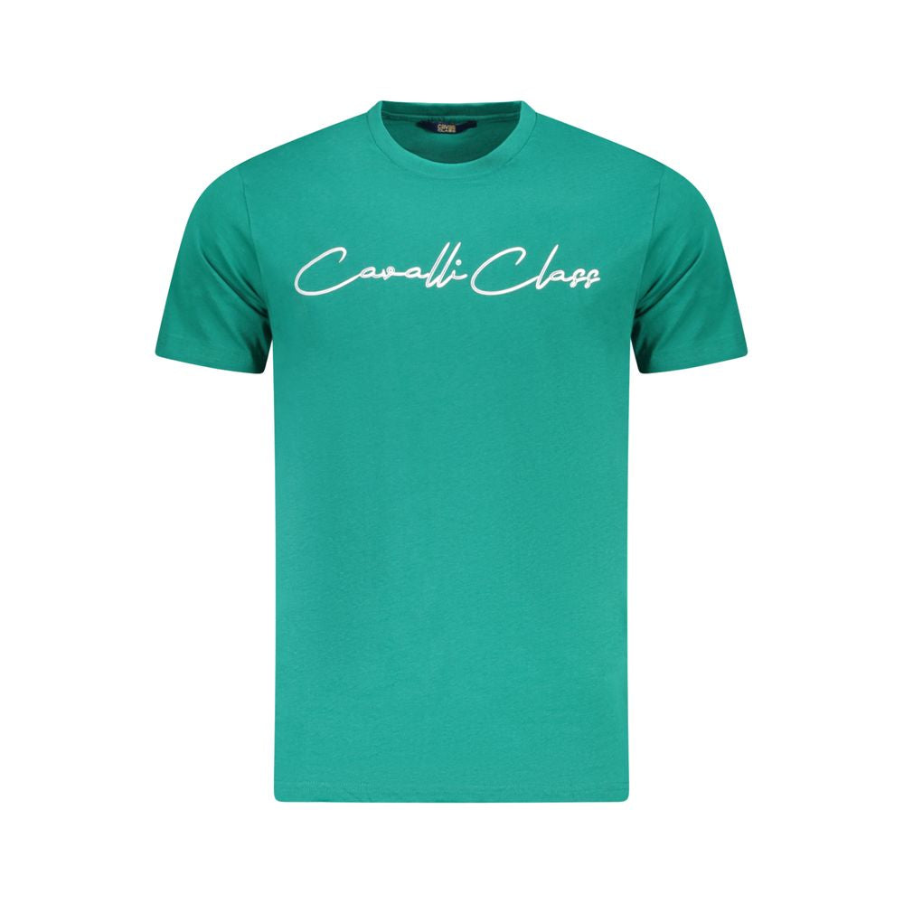 Cavalli Class Green Cotton Men T-Shirt
