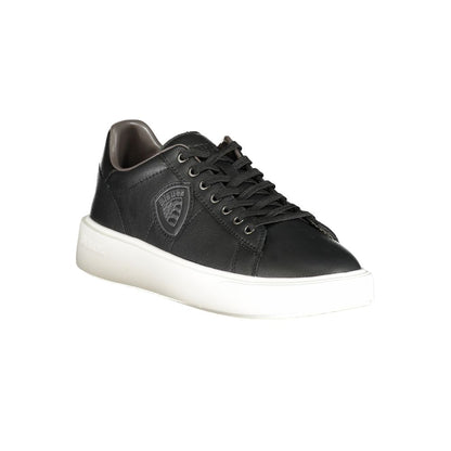 Blauer Black Leather Men Sneakers