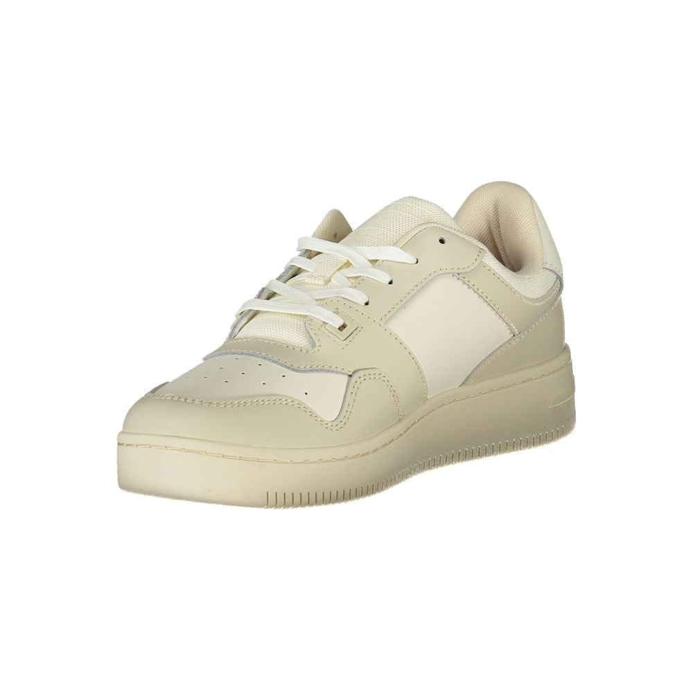 Tommy Hilfiger Beige Leather Men Sneakers