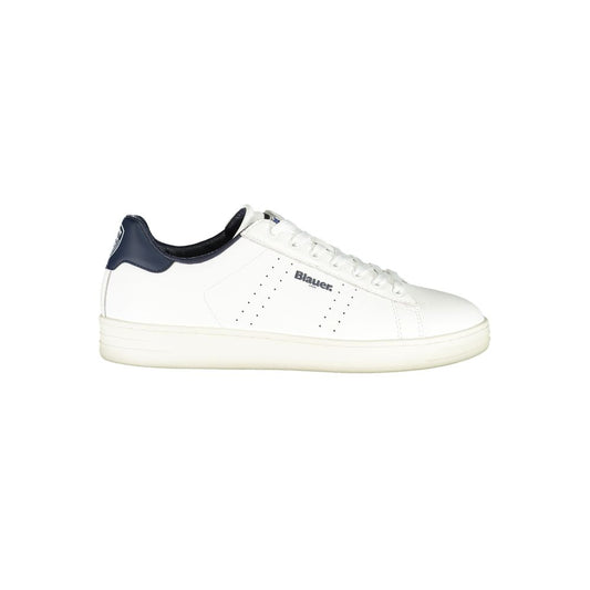 Blauer White Leather Men Sneakers
