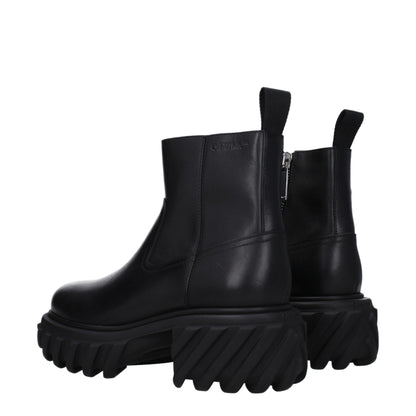 Off-White Black Leather Ankle Boots