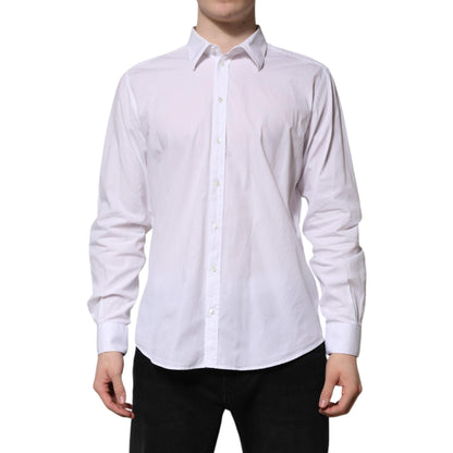 Dolce & Gabbana White Cotton STAFF Long Sleeves Forma Shirt