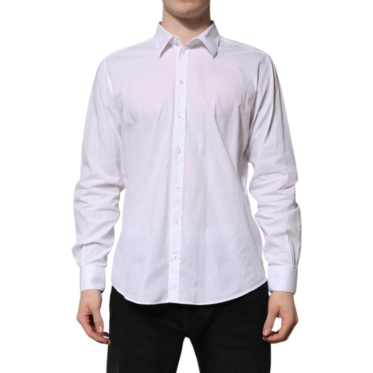 Dolce & Gabbana White Cotton STAFF Long Sleeves Forma Shirt