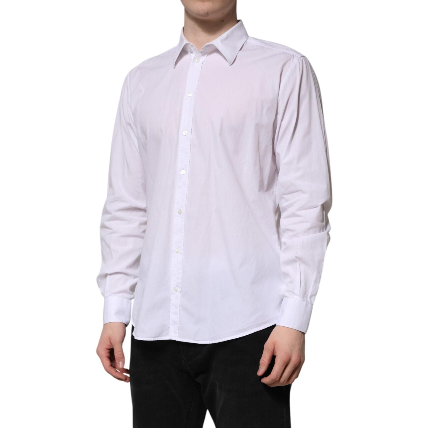 Dolce & Gabbana White Cotton STAFF Long Sleeves Forma Shirt