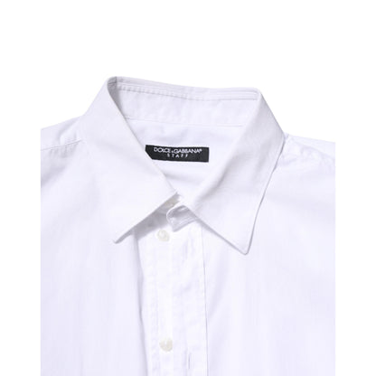 Dolce & Gabbana White Cotton STAFF Long Sleeves Forma Shirt