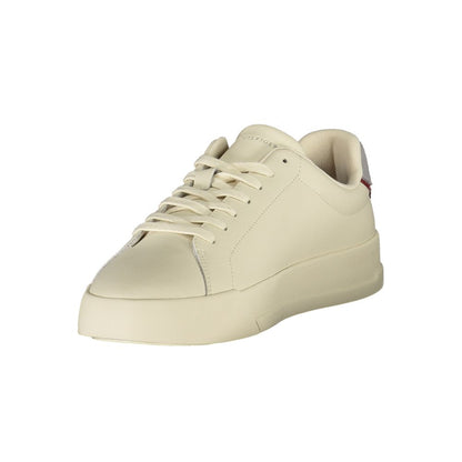 Tommy Hilfiger Beige Leather Men Sneakers