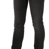 John Galliano Black Washed Low Waist Slim Fit Skinny Denim Pants Jeans