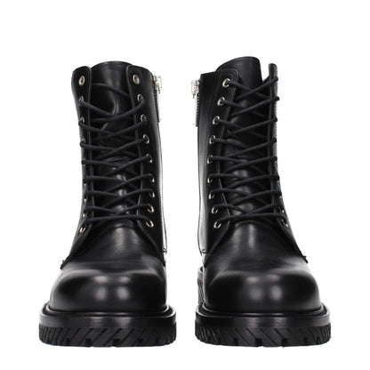 Off-White Black Leather Ankle Boots