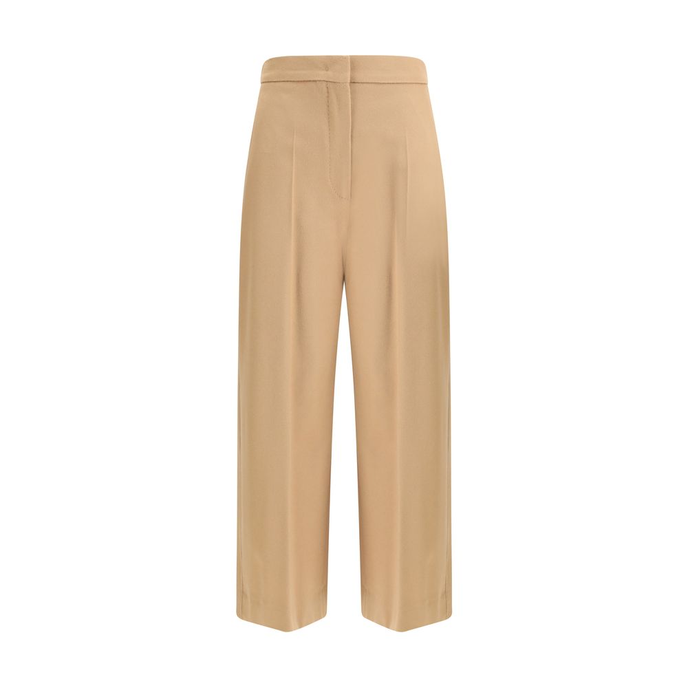 Max Mara Beige Fleece Wool Casual Pants