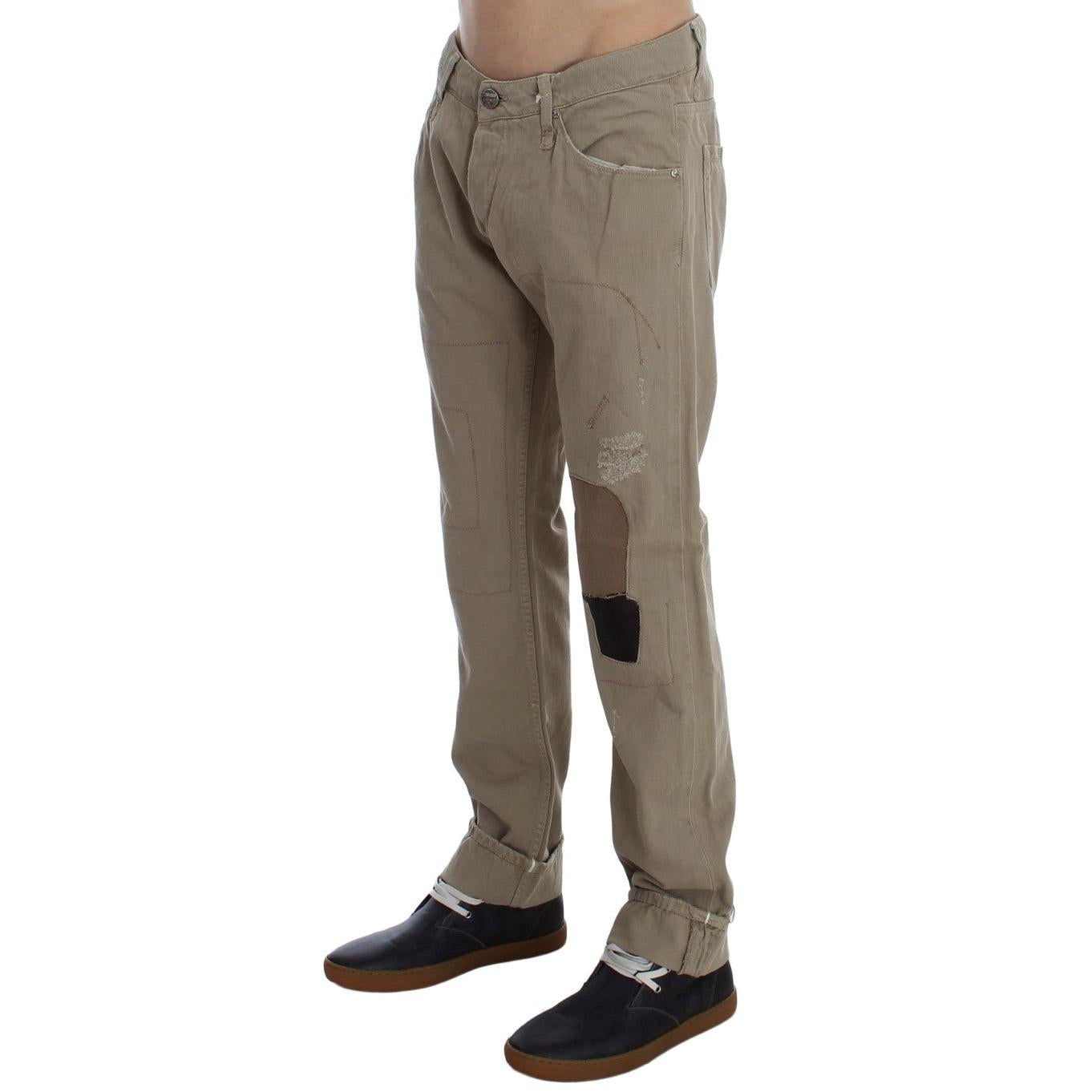 Acht Beige Cotton Patchwork Jeans