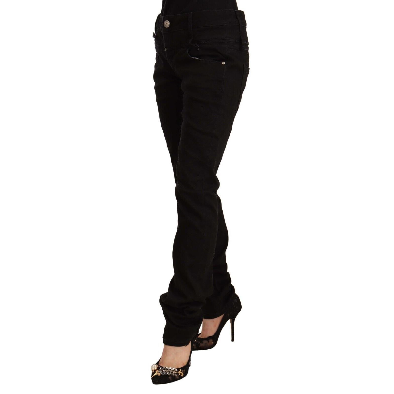 Acht Black Low Waist Cotton Stretch Denim Skinny Jeans
