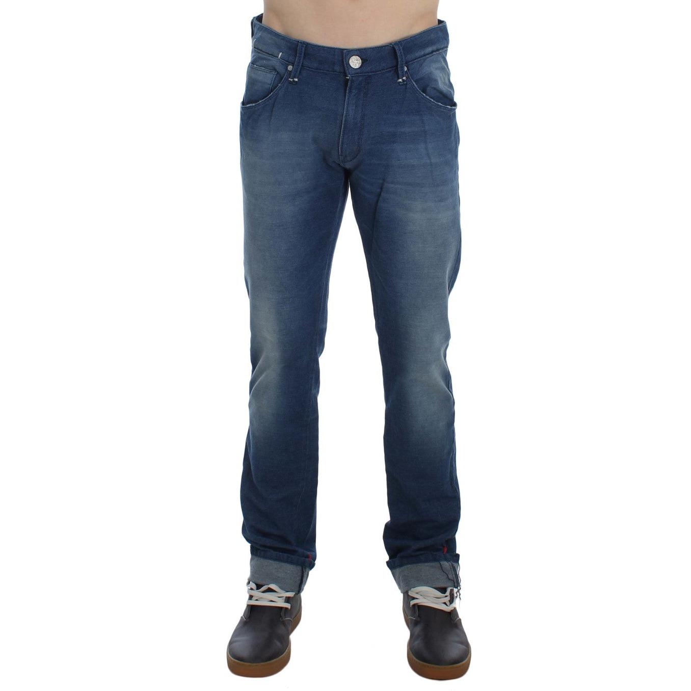 Acht Blue Wash Denim Cotton Stretch Slim Fit Jeans