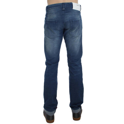 Acht Blue Wash Denim Cotton Stretch Slim Fit Jeans