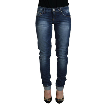 Acht Blue Washed Cotton Slim Fit Women Denim Jeans