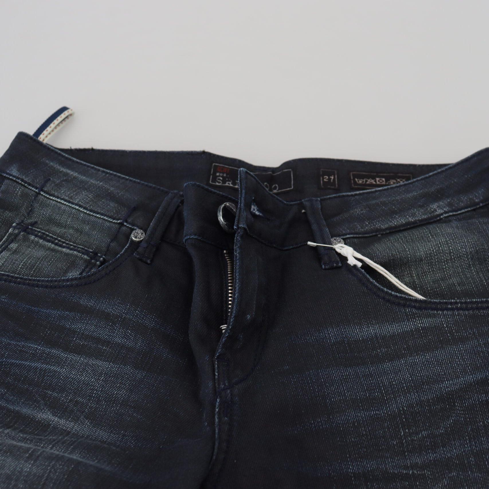 Acht Blue Washed Low Waist Slim Fit Cotton Denim Jeans