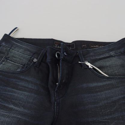 Acht Blue Washed Low Waist Slim Fit Cotton Denim Jeans