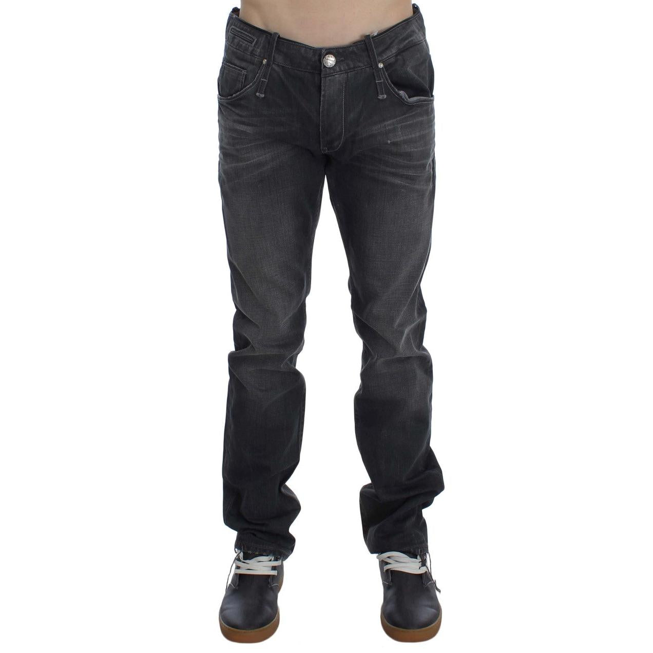Acht Gray Cotton Regular Low Fit Jeans