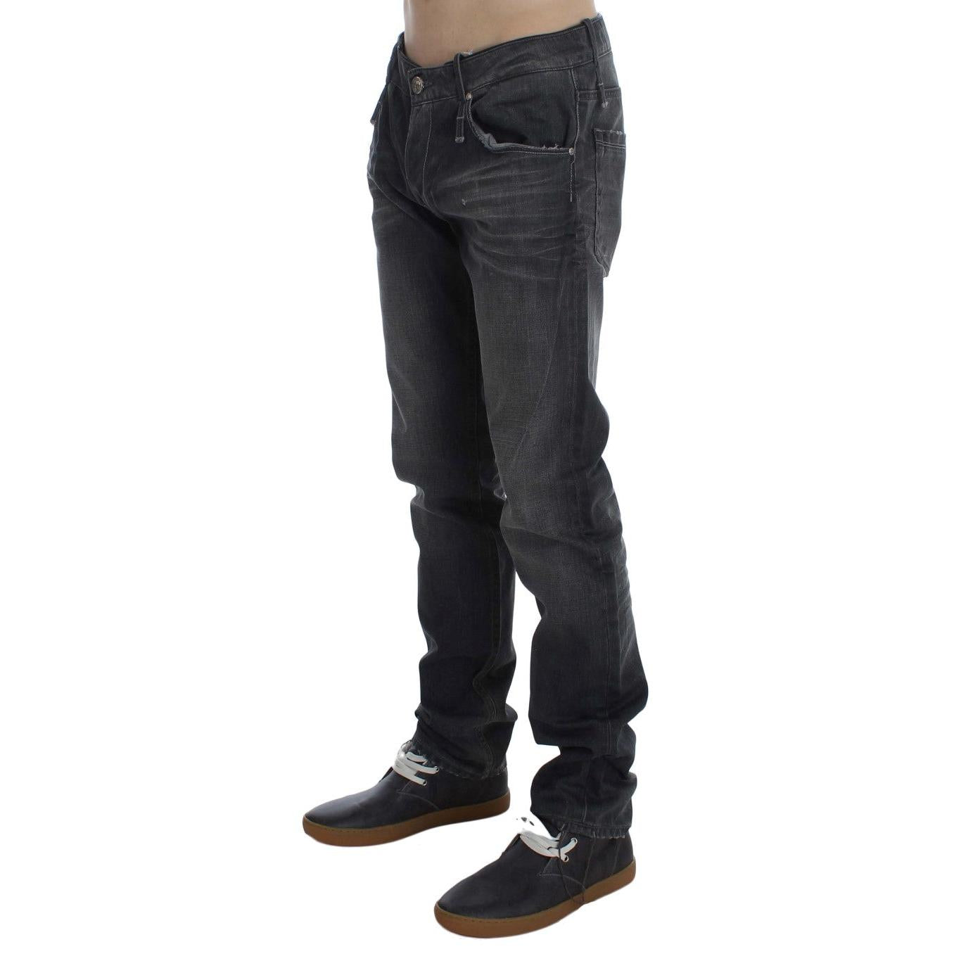 Acht Gray Cotton Regular Low Fit Jeans