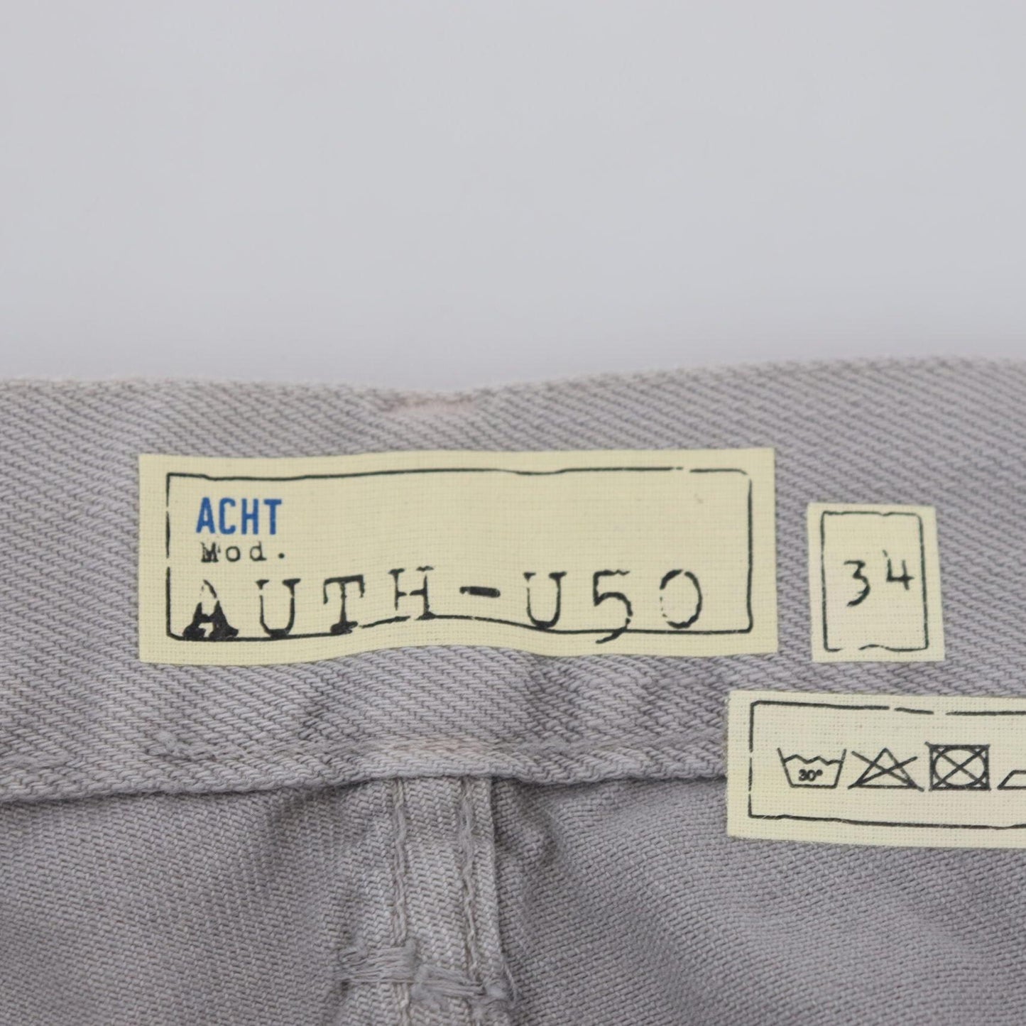 Acht Gray Cotton Straight Fit Folded Hem Casual Denim Jeans