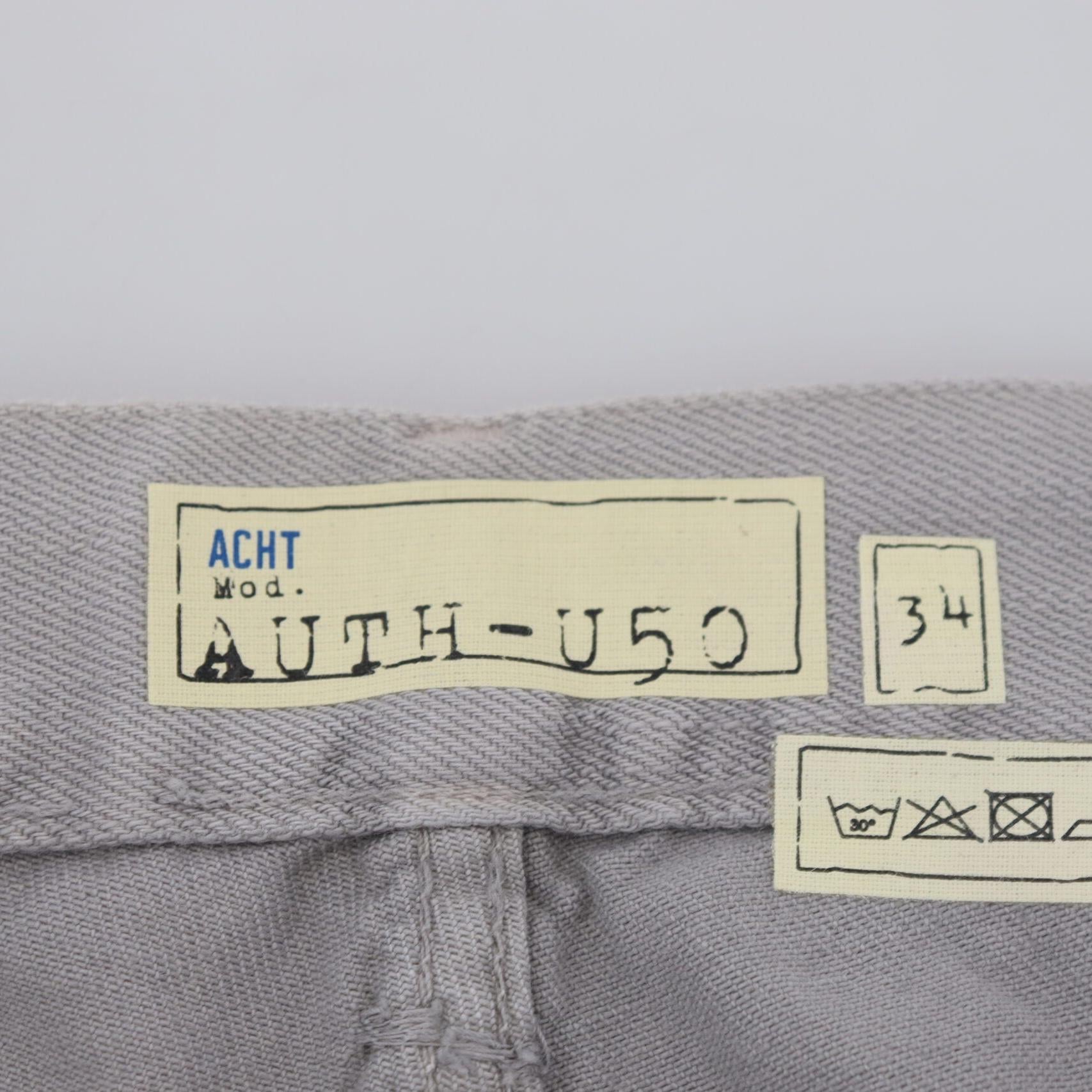 Acht Gray Cotton Straight Fit Folded Hem Casual Denim Jeans