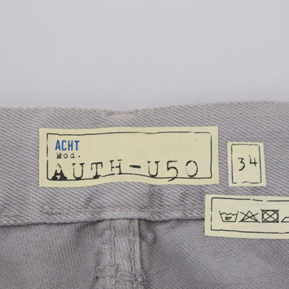 Acht Gray Cotton Straight Fit Folded Hem Casual Denim Jeans