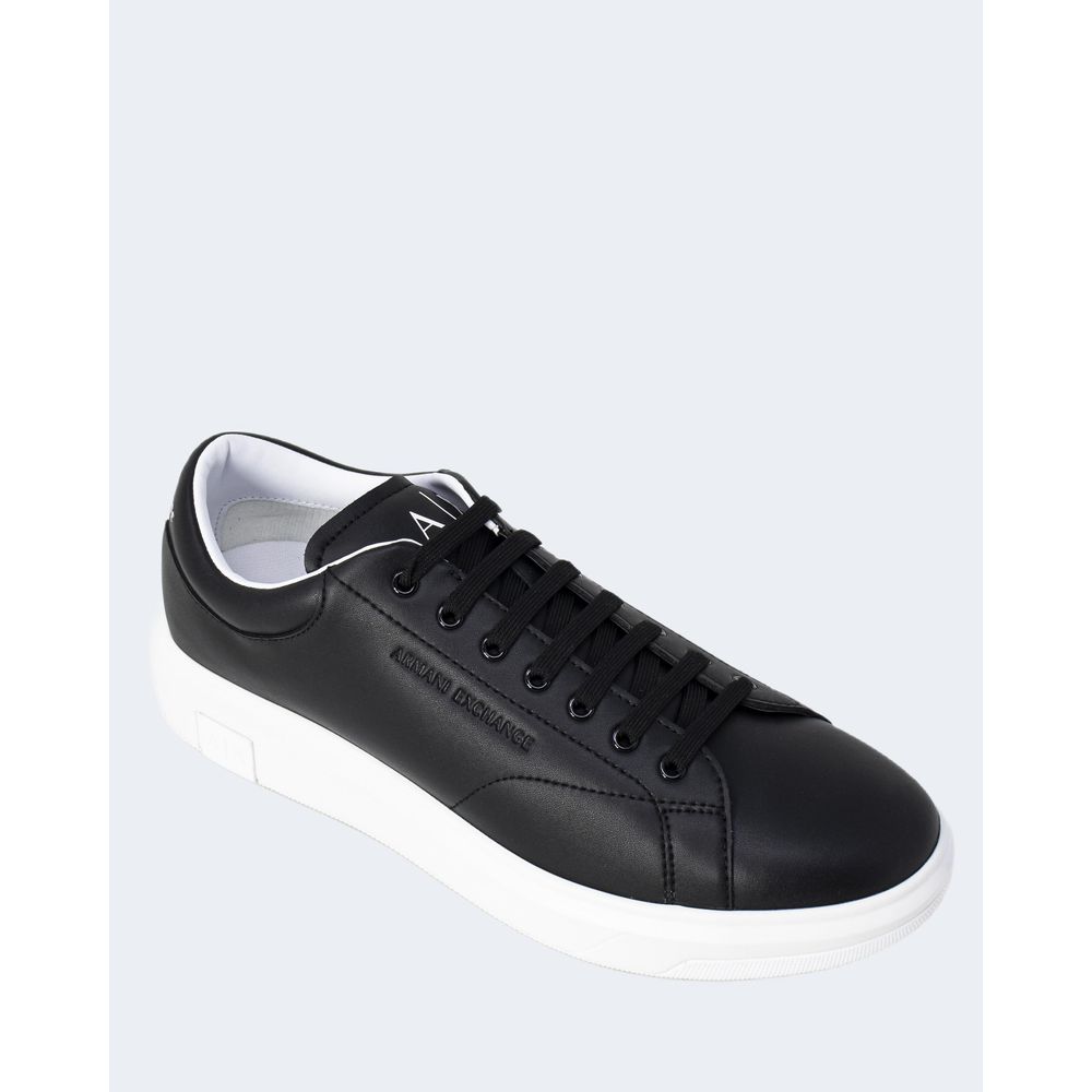 Armani Exchange Black Leather Sneakers