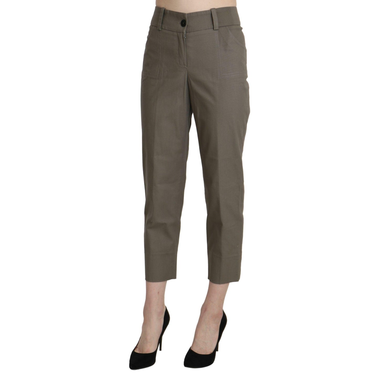 BENCIVENGA Gray High Waist Cropped Dress Trouser Pants