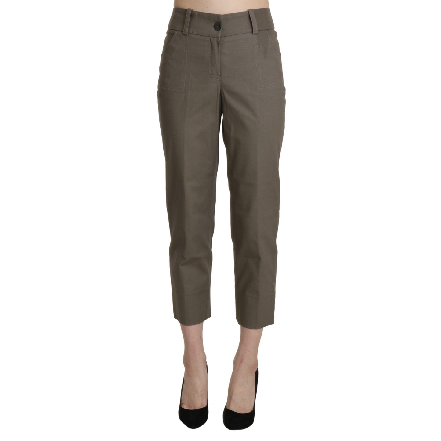BENCIVENGA Gray High Waist Cropped Dress Trouser Pants