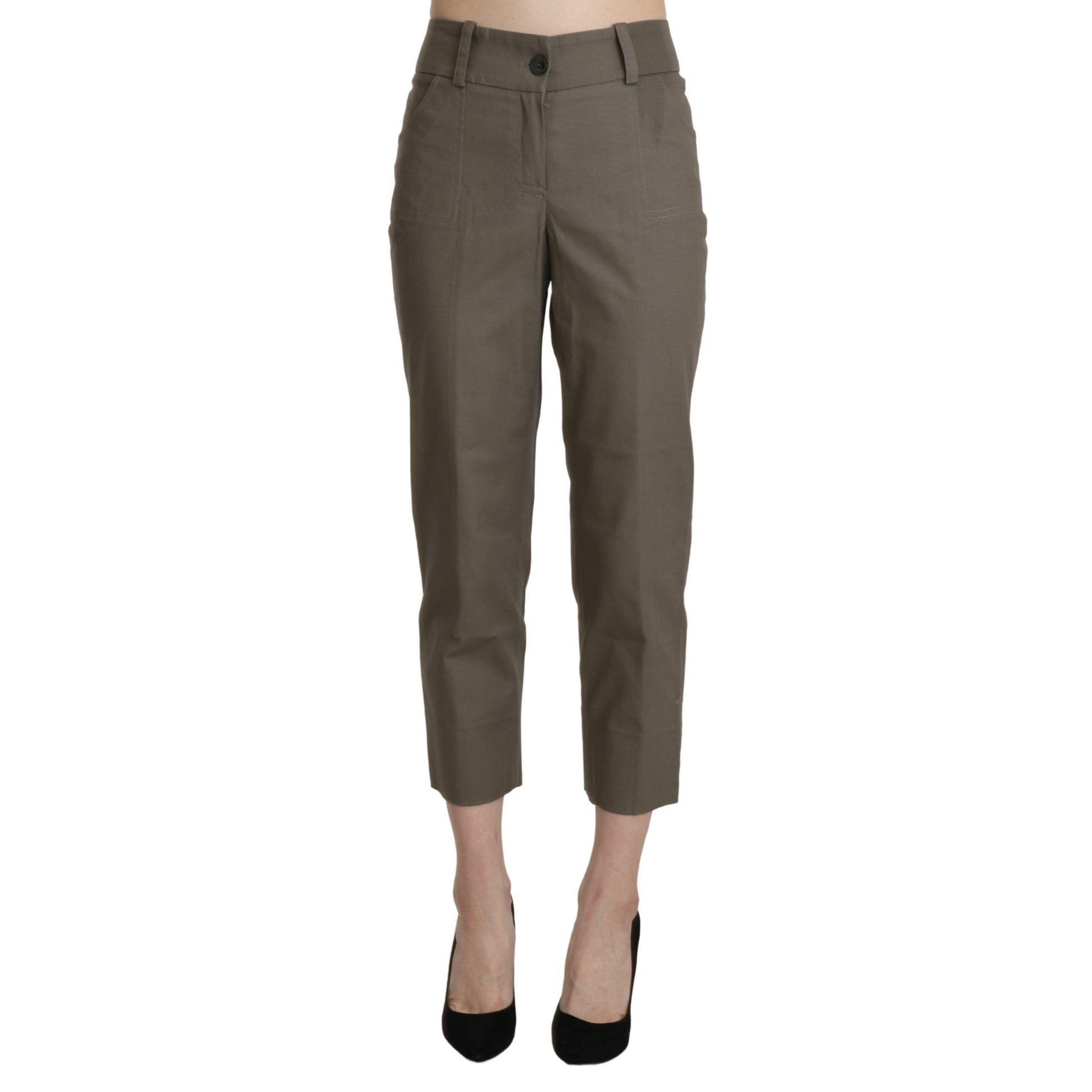 BENCIVENGA Gray High Waist Cropped Dress Trouser Pants