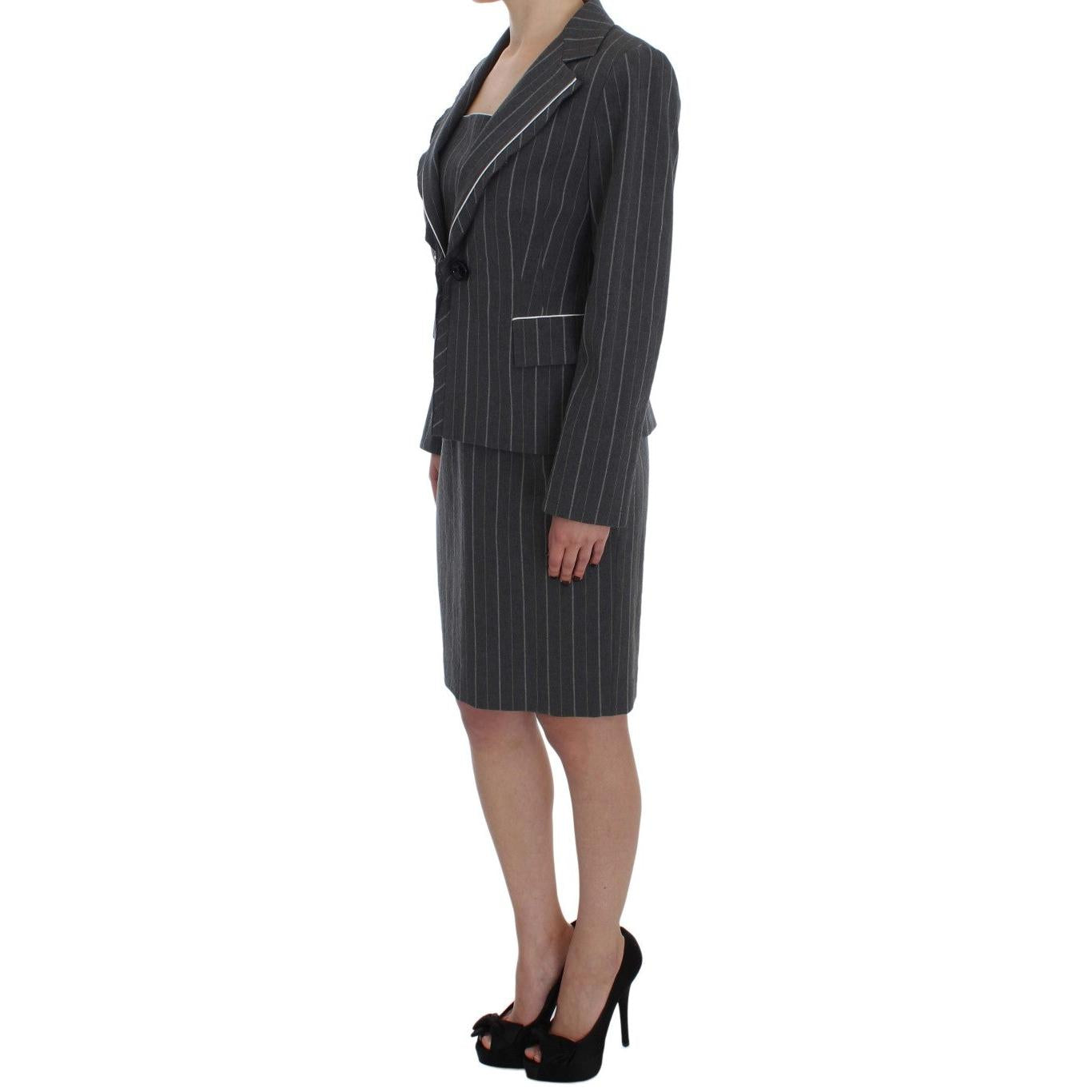 BENCIVENGA Gray Stretch Suit Sheath Dress & Blazer Set