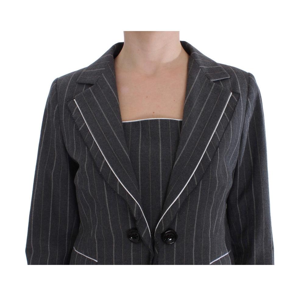 BENCIVENGA Gray Stretch Suit Sheath Dress & Blazer Set