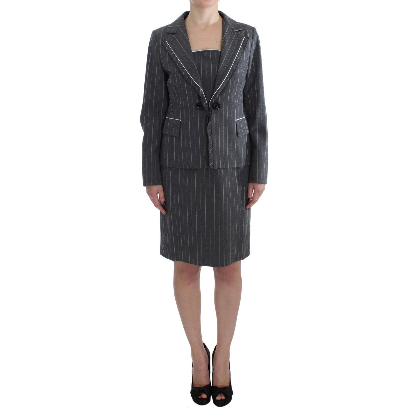 BENCIVENGA Gray Stretch Suit Sheath Dress & Blazer Set