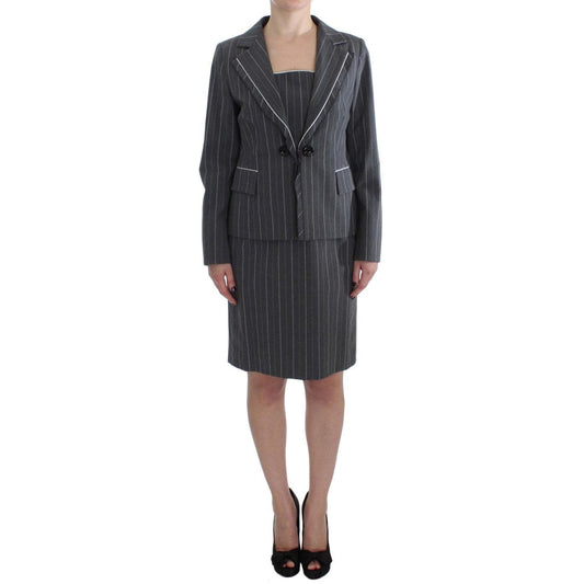 BENCIVENGA Gray Stretch Suit Sheath Dress & Blazer Set