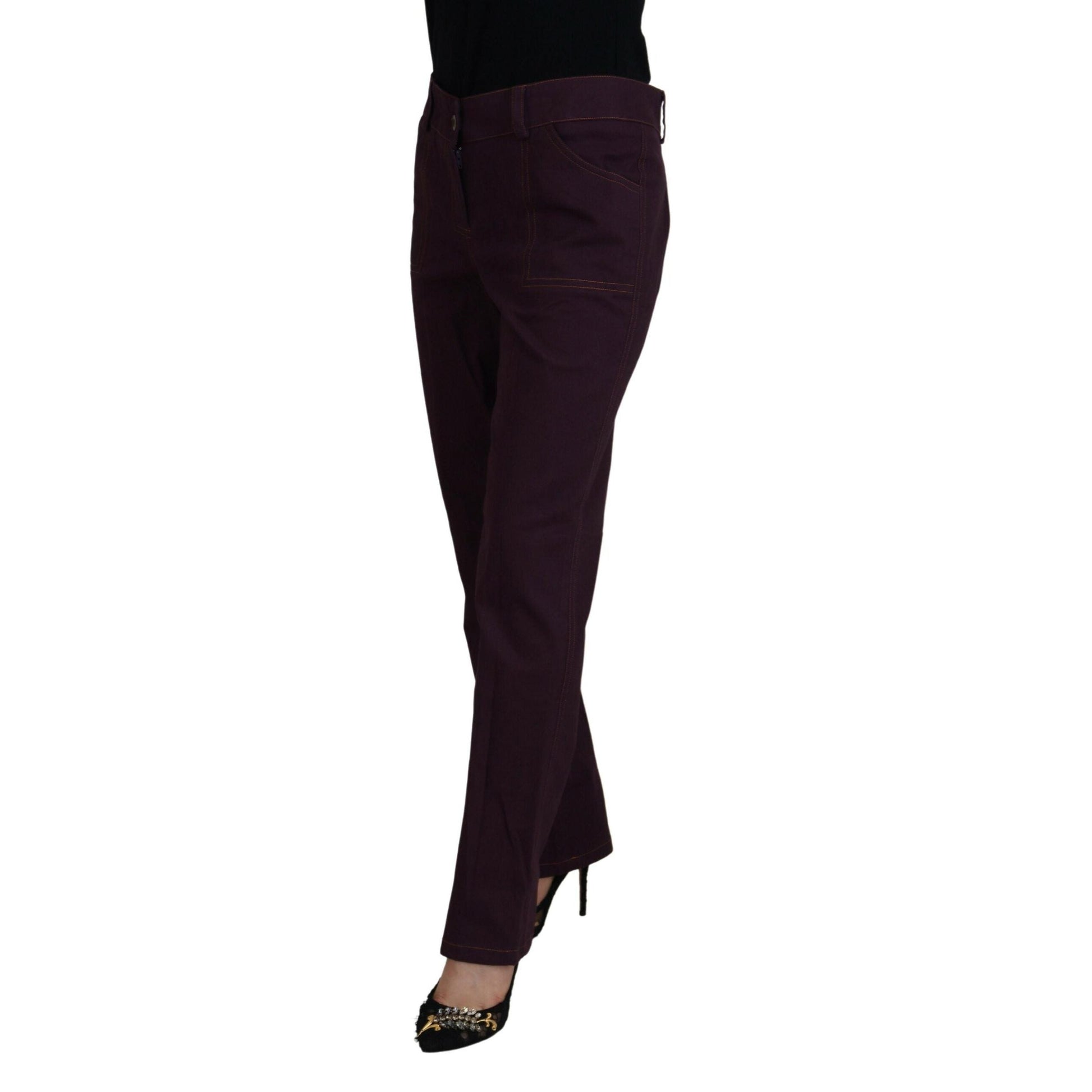 BENCIVENGA Purple Cotton Mid Waist Women Tapered Pants