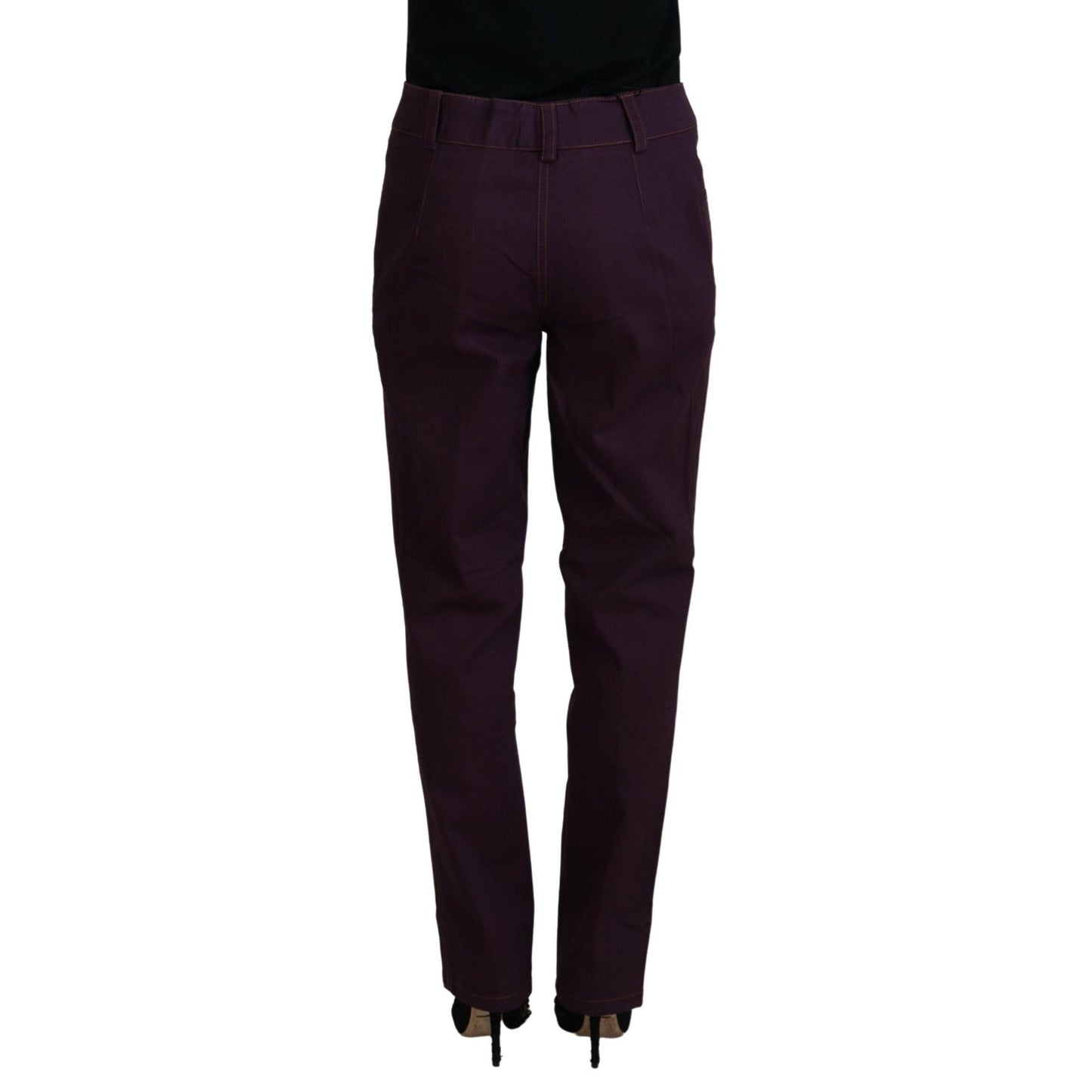 BENCIVENGA Purple Cotton Mid Waist Women Tapered Pants