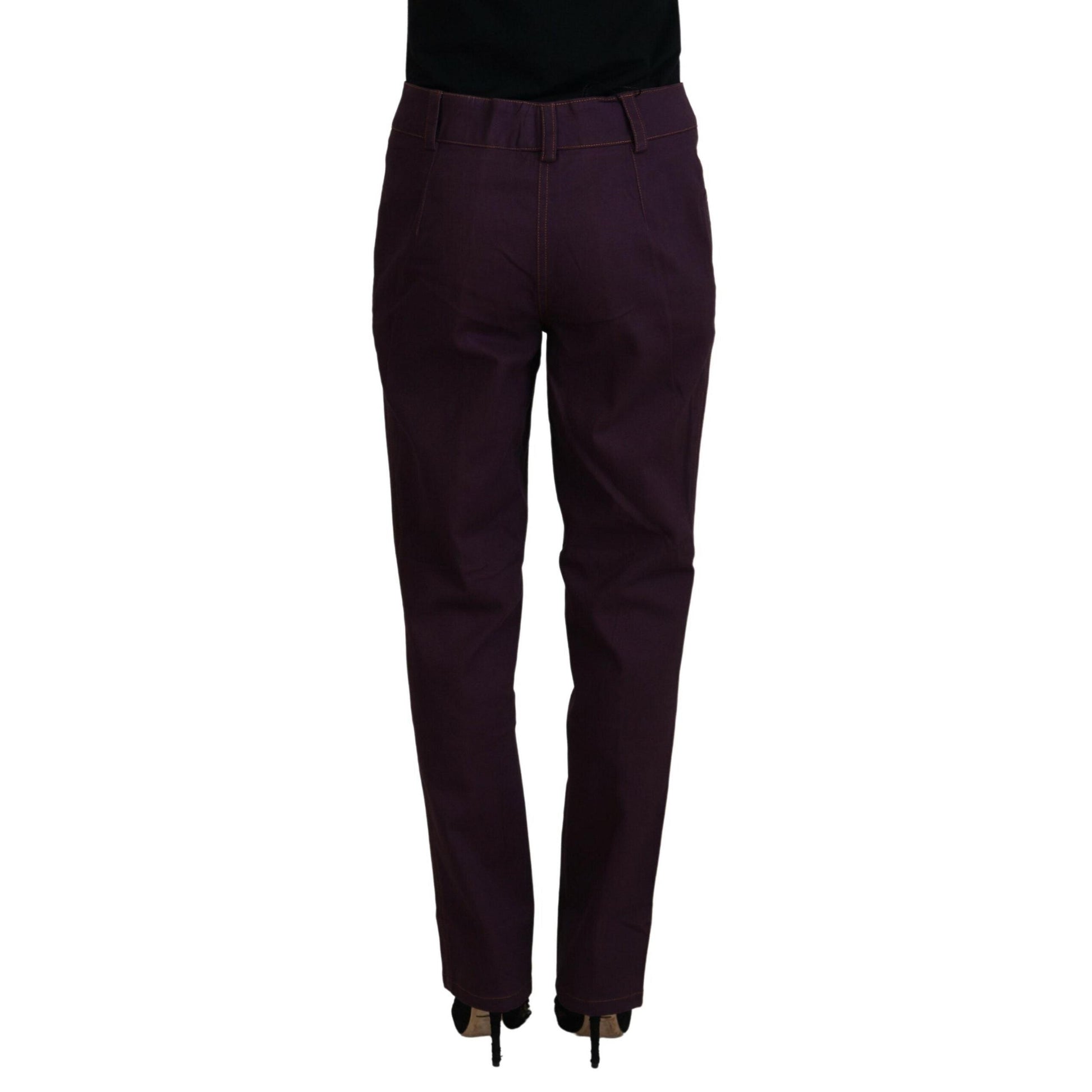 BENCIVENGA Purple Cotton Mid Waist Women Tapered Pants