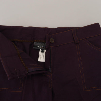 BENCIVENGA Purple Cotton Mid Waist Women Tapered Pants