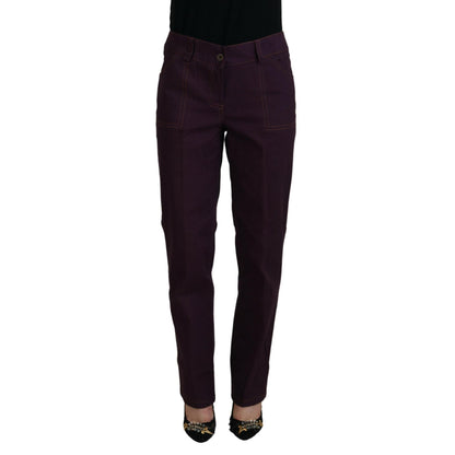 BENCIVENGA Purple Cotton Mid Waist Women Tapered Pants