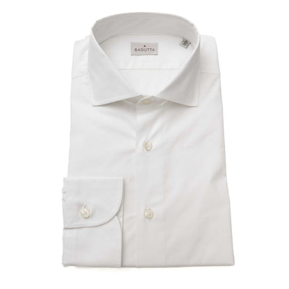 Bagutta White Cotton Men's Shirt with French Collar
